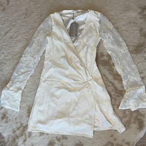 Meshki white velvet floral dress